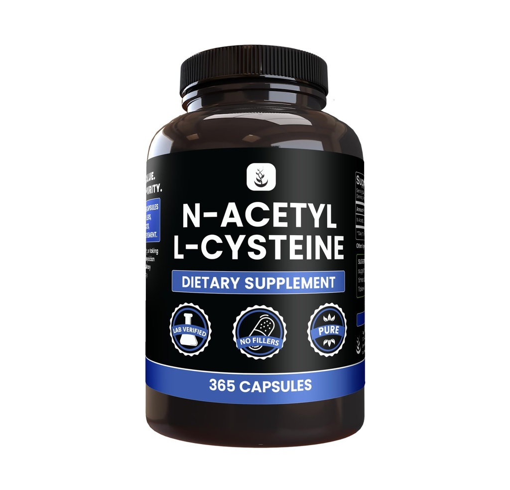 N-乙酰L-Cysteine(365盖) 无镁或水稻填充器,永远纯净,实验室验证