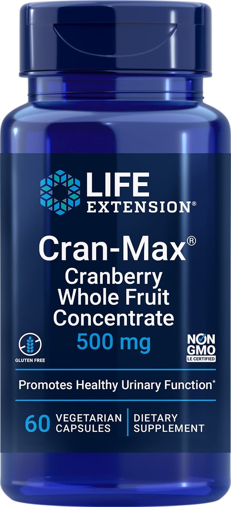 寿命延长Cran-Max®,500毫克,Cranberry全果集中,用强抗氧化剂促进尿道切除健康,无葡萄糖,蔬菜,非GMO,60卡普尔