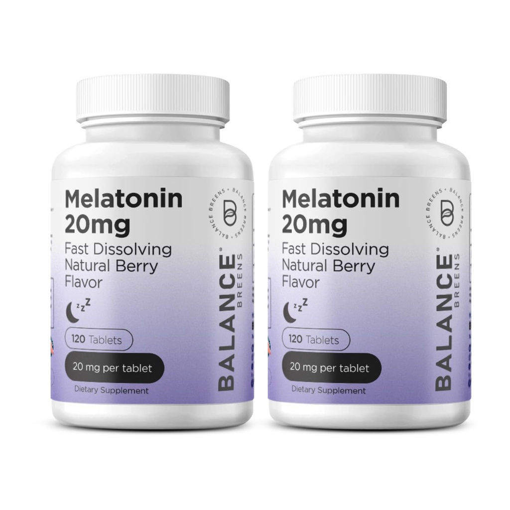 美拉图宁20mg快速溶解片 - 高Potency,快速演技,自然睡眠支持 - 成人睡眠援助 - 非粗鲁,无药方 - 120 睡眠药 - 包装 2