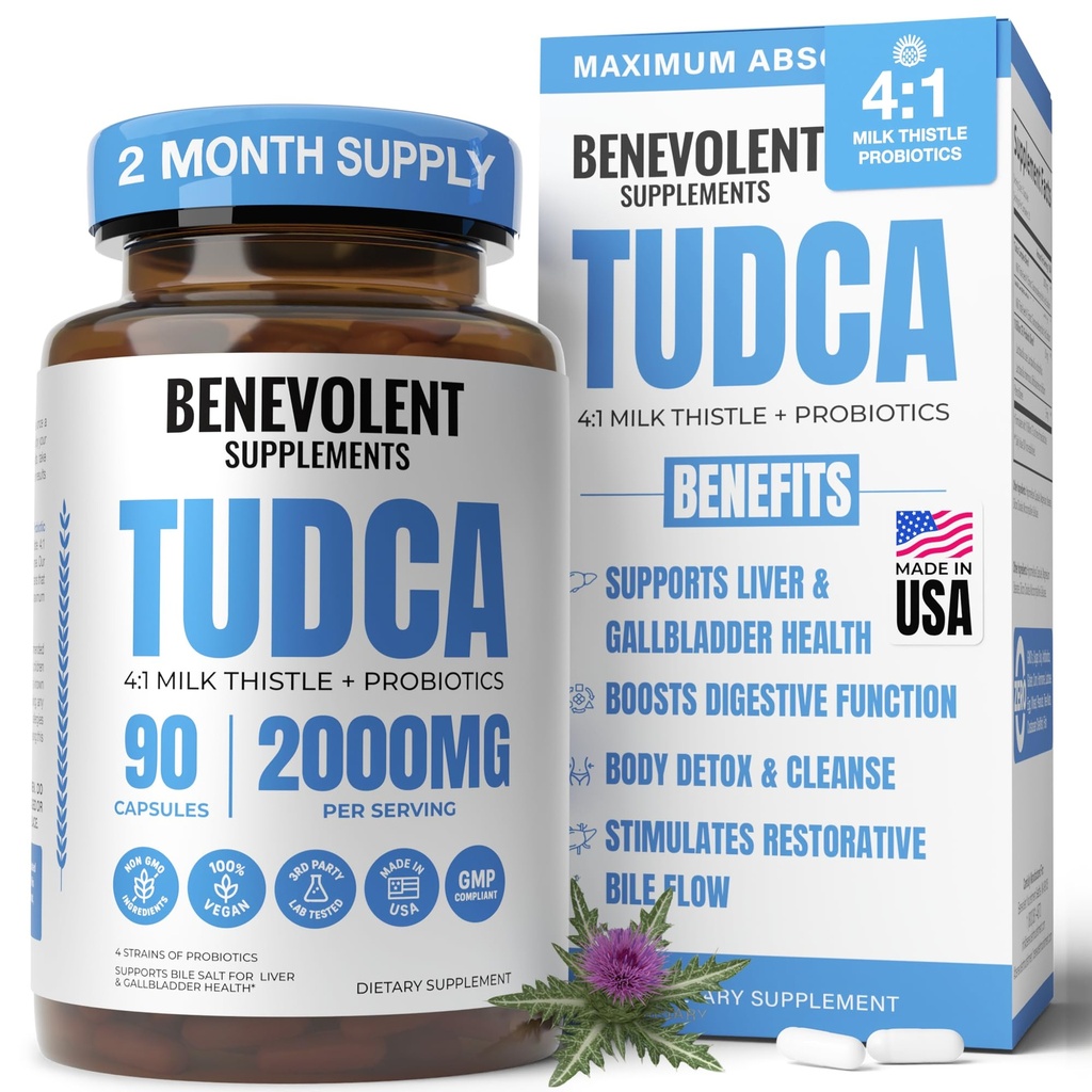 2000mg 高级 TUDCA 补编 - 最大吸收 TUDCA Bile 盐,配有 4:1 牛奶硝酸盐和亲生药物 - 支持 Liver Detox & Cleanse, Gallbladder, Gut & Kidney 健康 - 90 Vegan Capsules