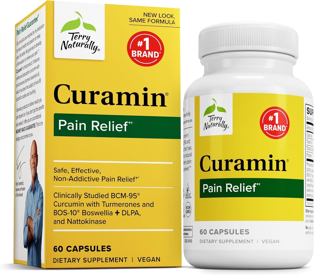 Terry自然 Curamin - 环流和内分泌支持的Crucumin补充剂 - 偶尔支持不适 - 艾滋病 健康肌肉 - 60卡普尔