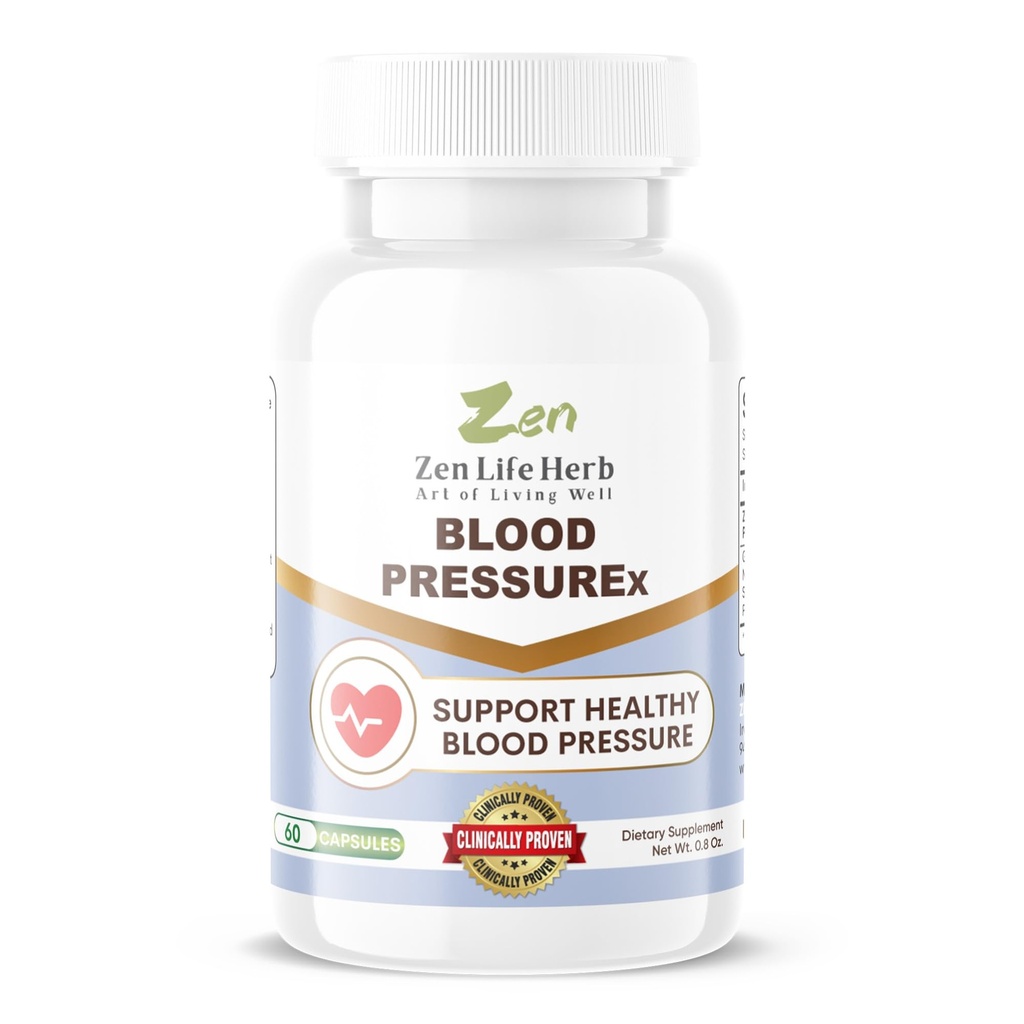 ZEN Life HERB Blood PressuREX - 心脏健康血压支持补充 - 支持血压与健康循环 自然Ginseng Plus 100%纯植物补充(60个卡普尔)