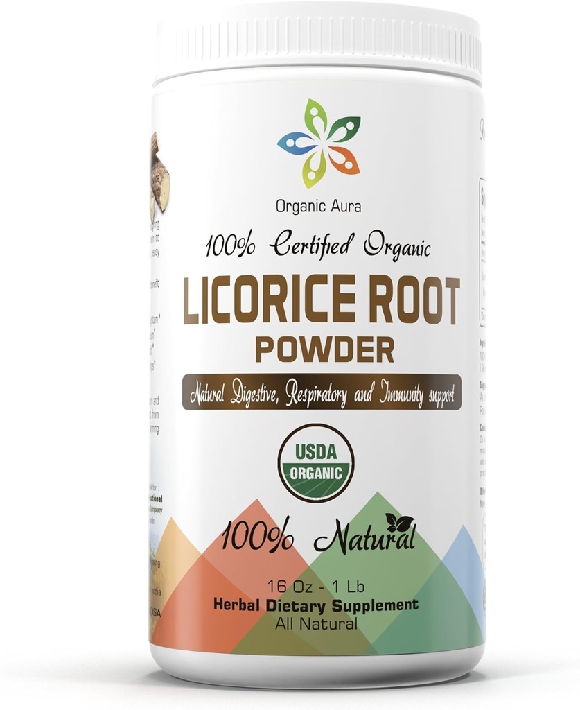 有机Aura Licorice根粉 16Oz - 1Lb. 天然消化和免疫支持. 加强总体健康。 100%天然和原始超级食品补充品. 没有GMO。 格卢滕自由。