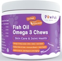 Omega 3 Fish Oil Chews for Dogs - EPA & DHA for Skin & Coat Health Plus 总体健康,减痒,联合和流动支持,CoQ10 & NMN - 狗的自然抗衰老补充剂