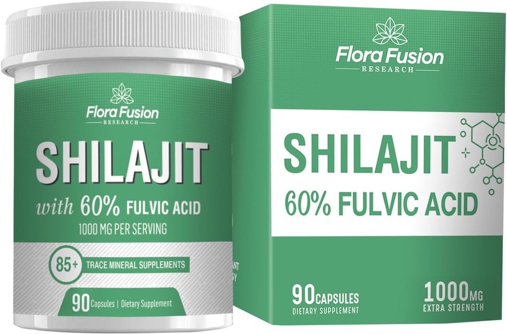 SHILAJIT Capsules 1000mg – 喜马拉雅省 Shilajit 含富尔维奇酸- Shilajit 补充 草本节选 - Shilajit 补充 Capsules - Shilajit 供男性和女性使用 90 Capsules