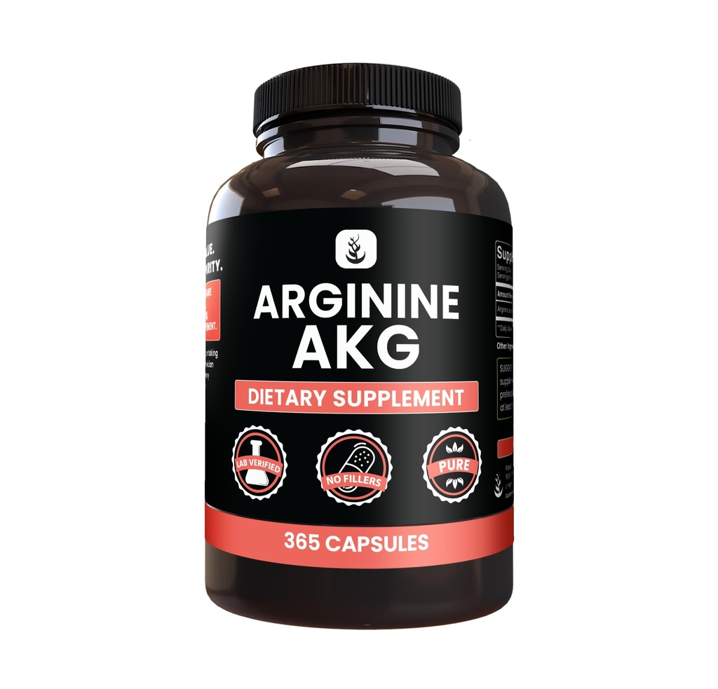 Arginine AAKG(365盖) 无镁或水稻充料器,永远纯净,实验室验证