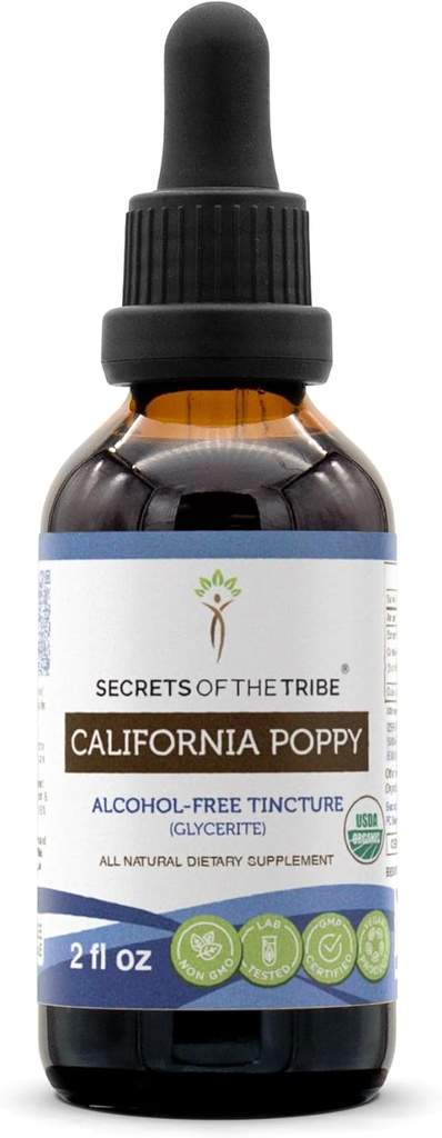 California Poppy USDA 有机丁香 → 酒精-FREE 提取物 高概率草药 → 由100%认证的California Poppy(Escholzia Californica) 干草和花(2 oz)制成