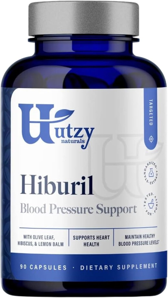 Utzy Naturals Hiburil 血液压力支持公式,配有橄榄叶提取法,Hibiscus提取法, & Lemon Balm提取法 → 90 Capsules