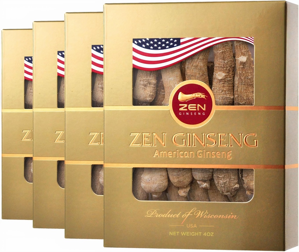 4 Boxes American Ginseng Root——超长的Jumbo威斯康星Ginseng(4oz/Box) 男女性能和心理健康