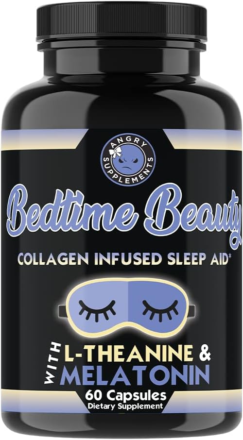 睡衣美人,Collagen 浸润的暮夜时间睡眠援助,所有天然药丸w.L-Theanine,Melatonin,Magnesium & Hyaluronic酸