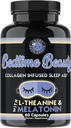 睡衣美人,Collagen 浸润的暮夜时间睡眠援助,所有天然药丸w.L-Theanine,Melatonin,Magnesium & Hyaluronic酸
