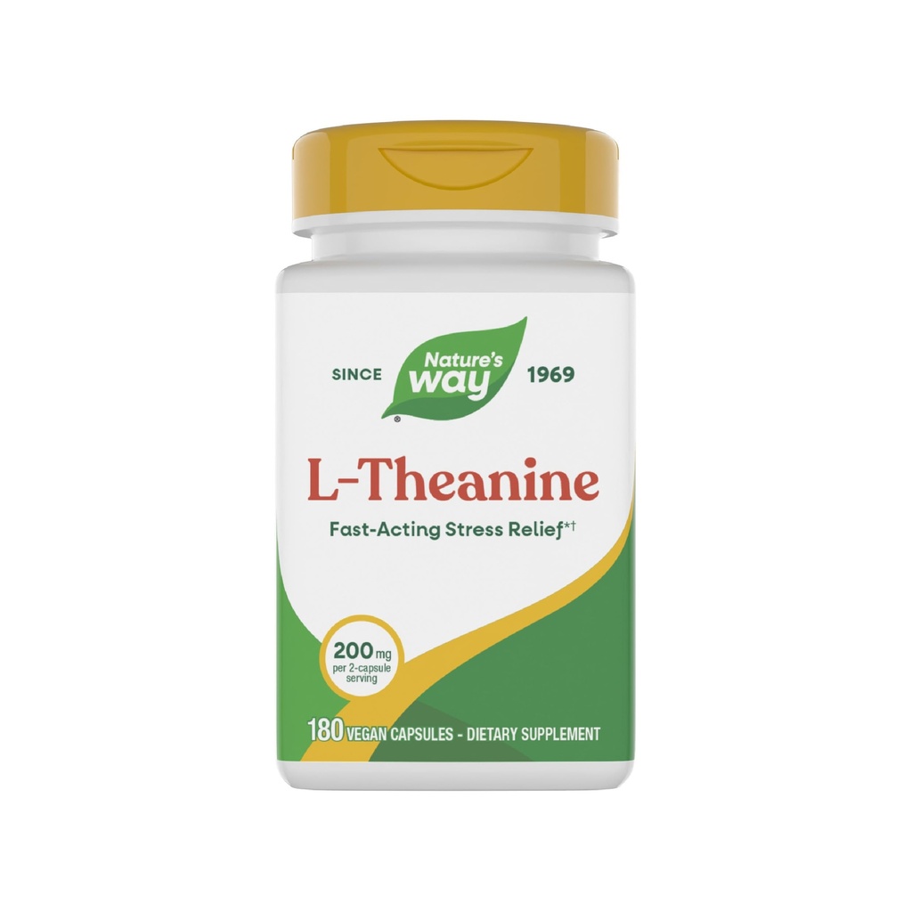 自然之道 L-Theanine,压力支持*,促进放松*,200毫克/每2个卡普尔服务,Vegan,180卡普尔