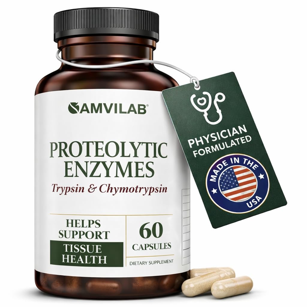 蛋白质解酶 - Trypsin & Chymotrypsin - 减少因组织伤害引起的水肿和炎症 - 支持消化,组织与免疫健康 - 恢复促进 - 饮食补充 - 60 Capsules