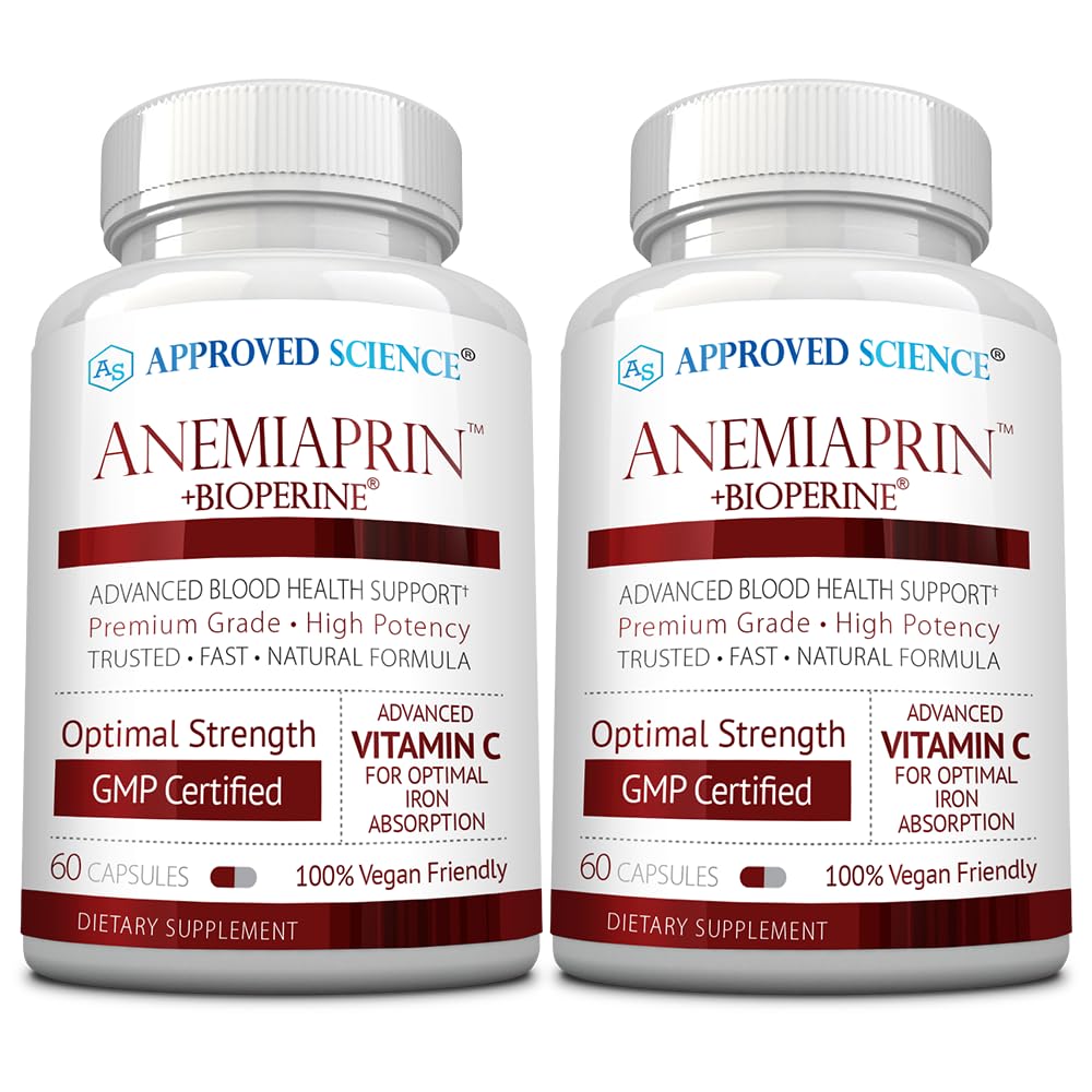 批准科学 Anemiaprin - Absobable Iron,维生素C - Gentle On Tomach - 120 Capsules - 2个月供应 - 非GMO, Vegan