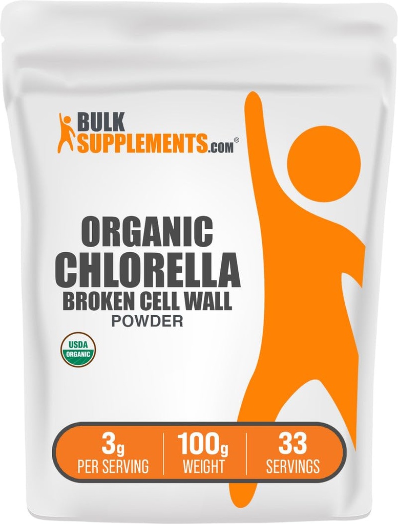 Bulk Assupports.com 有机氯草药 - 破碎的细胞壁,绿色超级食品粉末,氯草药补充剂 - Gluten Free,每服3g,100g(3.5 oz)(包1)