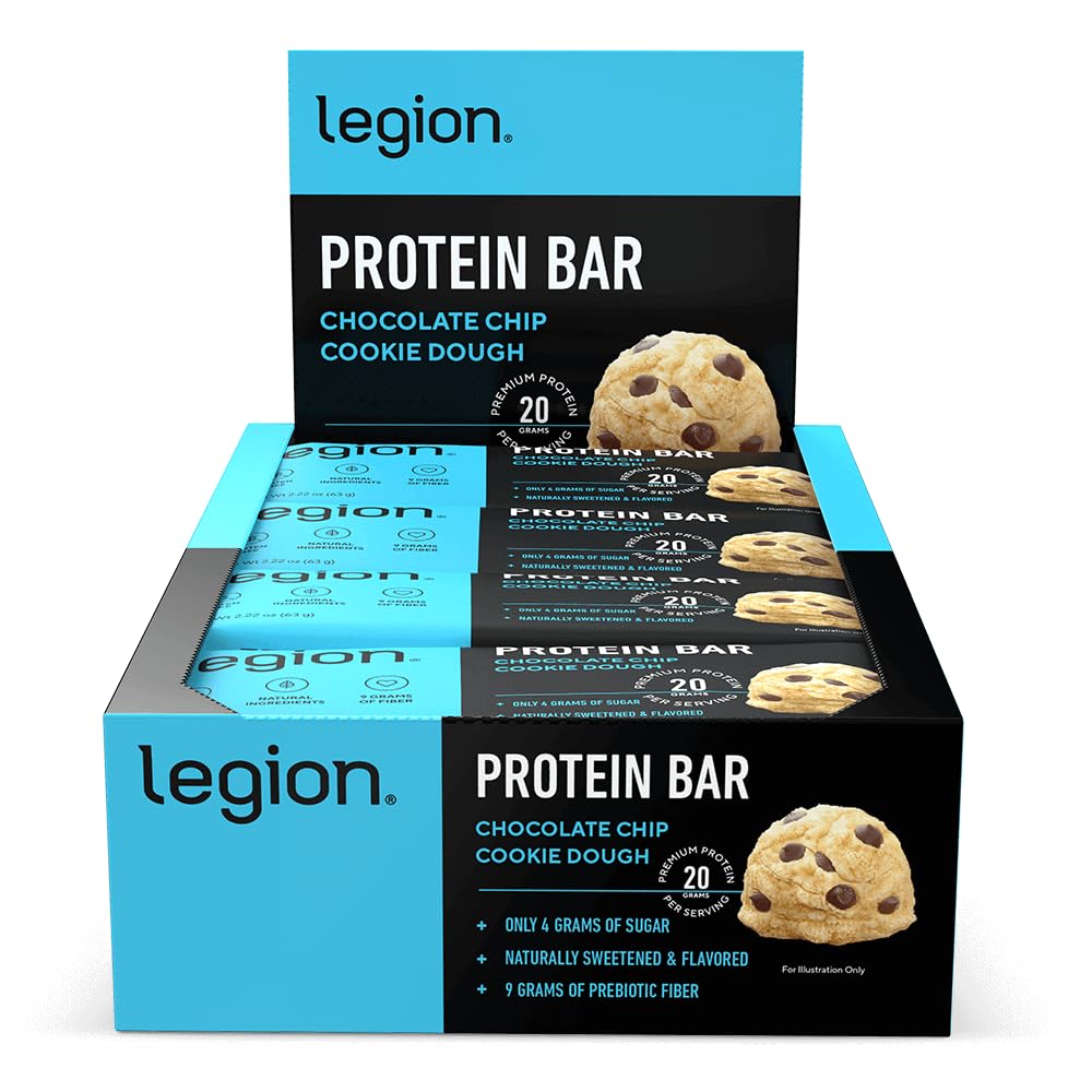 巧克力芯片 Cookie Dough 蛋白棒 - 100% Whei 蛋白棒低糖 高蛋白与预生纤维 - 无豆,Gluten Free,自然Flawared,低脂肪,高蛋白棒(12个计数)