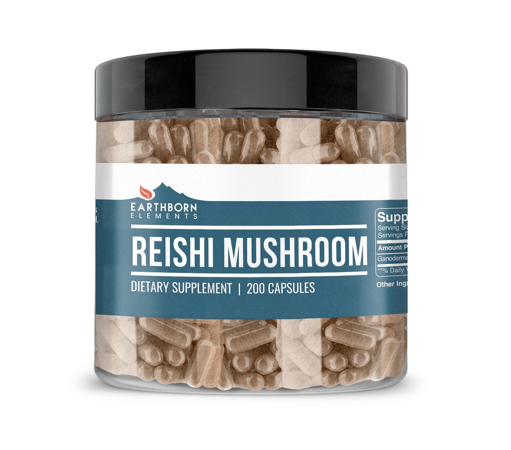 土生土长元素Reishi蘑菇 200 Capsules, Pure & Undiluted, no Additives