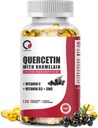 Quercetin 1000mg 与 Bromelain,维生素C & D3, 锌, Bromelain Quercetin 补充 男女, Non-GMO & Gluten 免费, 120 Capsules