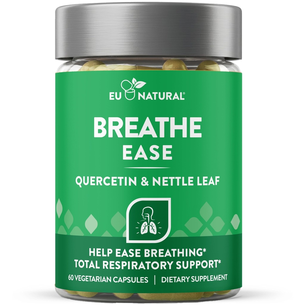 Breathe Inhaler Support Support – Sinus,肺部,开航和清航 – 季节性鼻部健康,胸口健康,胸口健康 – Quercetin,维生素D, Bromelain Pills – 60 Vegetarian Soft Capsules