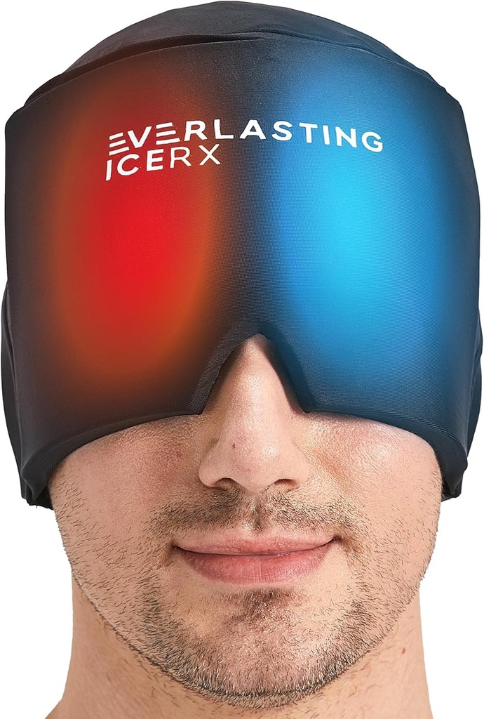 格式 Fitting Gel Ice Headache Relief Hat - 冷疗法头痛 Relief Cap/冰头包装 冰头包装面具 冷压缩头痛 Relief Cap for 张力和压力 20% More Gel, Migraine Relief Black