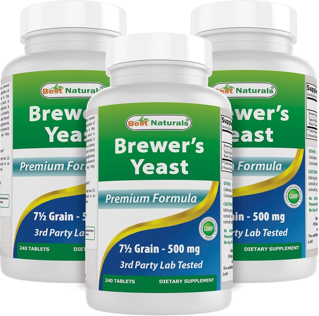 最佳自然,酿酒师 Yeast,7-1/2 Grains with Vitamin B1, Vitamin B2,1000 mg 240 片(240 count of 3)