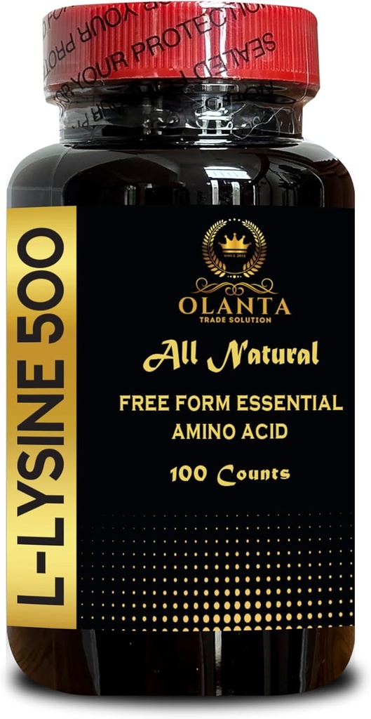 莱丝琳 500 - L-Lysine 补充眼科健康 口腔护理 凝胶合成和免疫支持 高强度 基本氨基酸 每日赖氨酸摄入 - 1瓶100计数