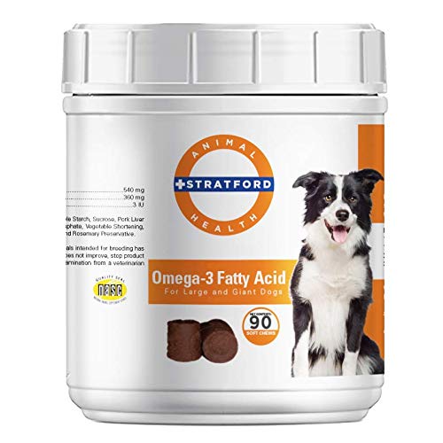 斯特拉福德制药 EZ Chew Omega 3 Fatty Acid Soft Chew Max 力 - Dog Omega 3 副产品 - 以鱼油喂养狗的软菜 - 大型和巨型狗 - 90 软菜