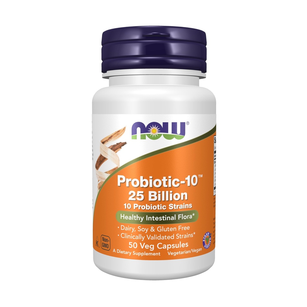 Now Foods Supplements,Probiotic-10TM, 25亿, 配有10个Probiotic Strains, 奶制品, 豆类和Gluten Free, Strain Verifed, 50 Veg Capsules , 配有 10个Probiotic Strains, 乳制品, 豆类和 糖类 , 斯特兰 Verife, 50 Veg Capsules