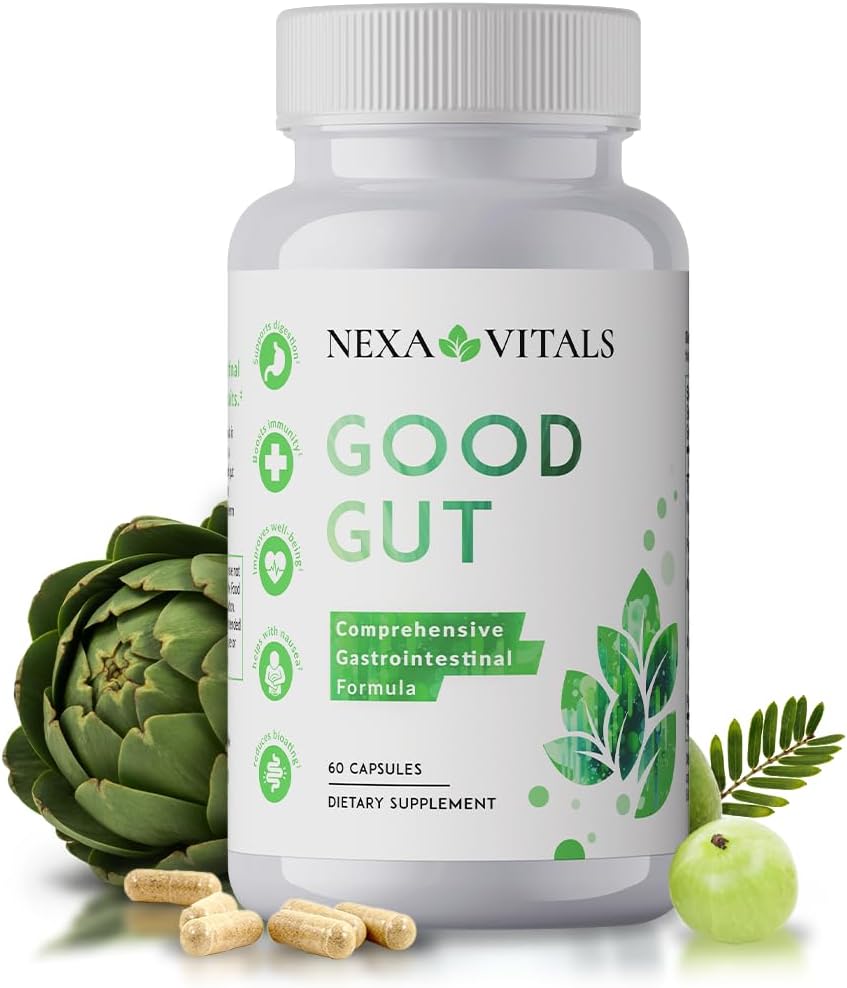 Good Gut - 支持草本植物恢复Gut健康的消化剂 - 促进健康肠道运动,减少Bloating & Boost GI Motility w/Triphala & Artichoke 提取器 - 60 Capsules