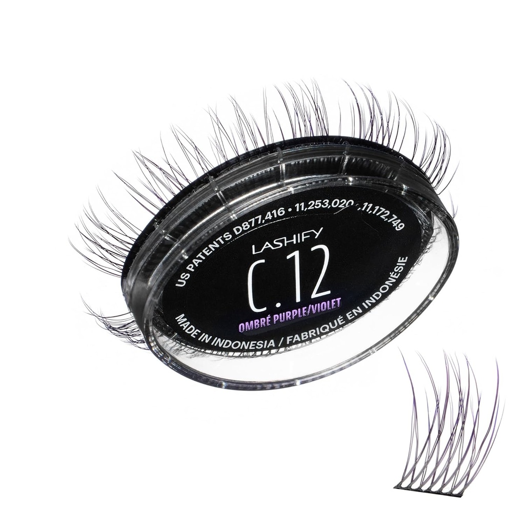 Lashify Curl 12mm Gossamer Eylash 放大镜 重新填充 Ombre紫色, 简单的 DIY False Lashes 用于自然外观