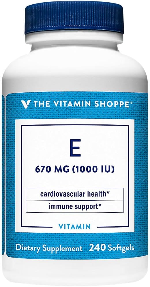 维生素店 维生素店 E 1000IU - 自然来源,支持健康心血管系统,免疫健康与眼部健康 - 一日(240软胶)