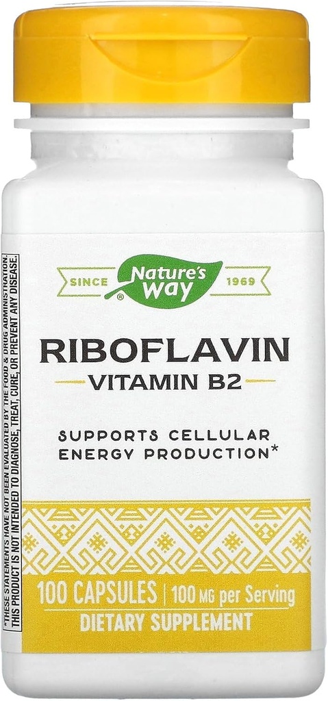 天然维他命B2,100毫克Riboflavin,100卡普尔,2包