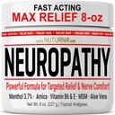 Neuropathy Nerve Relief Cream - 快速代理 Max Relief for Feet Hands Legs back - 超强 Menthol Arnica Aloe Vera MSM, Soothing Nerve Neve Comfort Relief, 超级大调8 oz