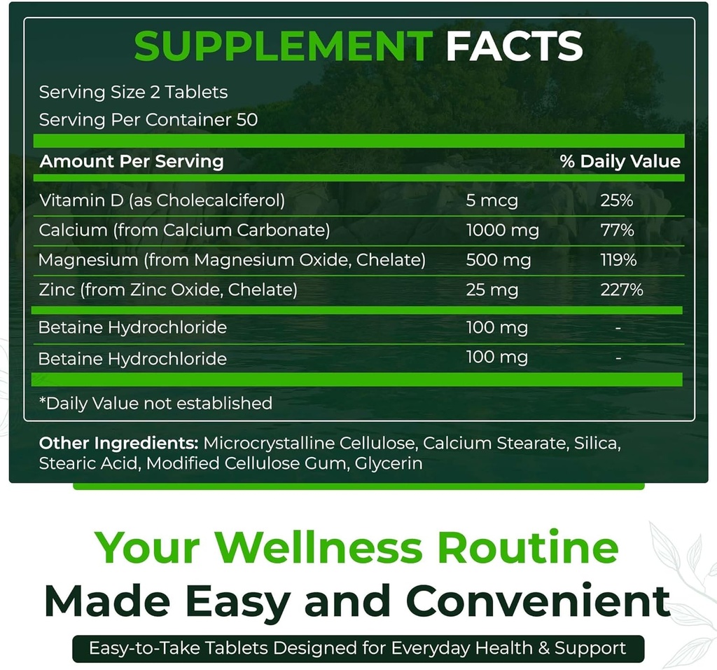 Natural Nutra 500 Counter,镁锌钙加维生素D3补充骨强,帮助改善文摘,健康胶质无糖,基本矿物综合体