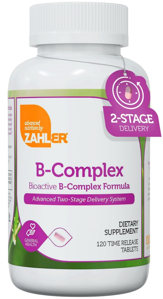 Zahler B-Complex Vitamins for Men & Men - Vitamin B 综合体 - B 维生素综合体 配有 B1 B2 B3 B5 B6 B7 B9 B12 - 高级二阶交付系统 - Gluten Free Kosher 非GMO VIT B(120片)