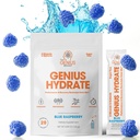 Genius Brand - Genius Hydrius Tick Pack Powder Drink Mix – Blue Raspberry Flavor, 天然电解助推器 椰水与钾用于极液化 - 20 packets