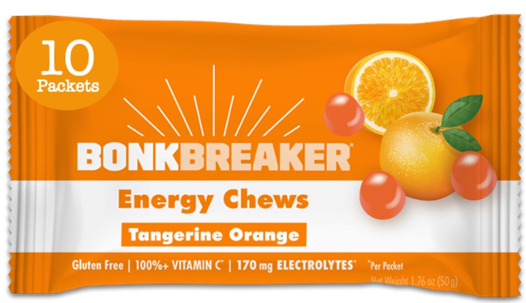 Bonk Breaker Energy Chews,无乳品,Gluten-Free Informments 提供快速能量和焦点,1盒10包,丹吉林橙