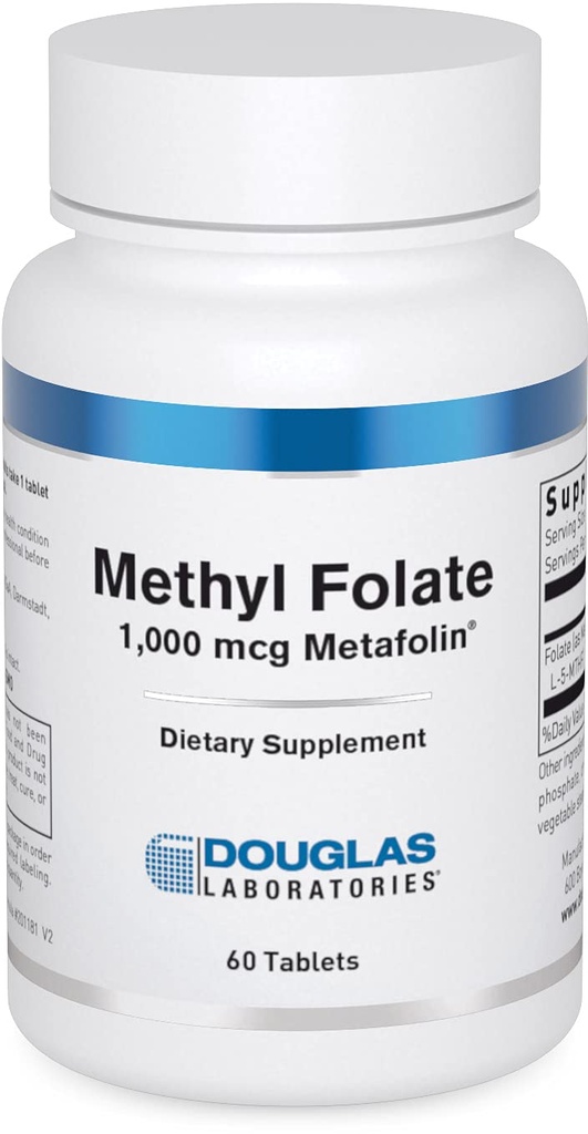 道格拉斯实验室 甲基Folate L-5-MTHF - 1 000 mcg Metafolin - 维生素B Folate - 支持同位素代谢和胎儿发育* - 非GMO - 60片