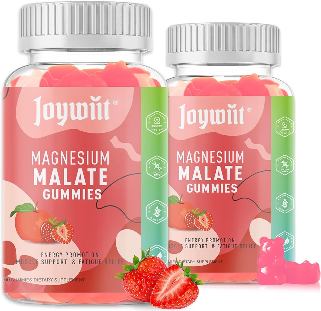 具有L-Theanine、CoQ10和维生素B6的Magnesium Malate Gummys 1000mg 1000mg |Malatium Supplement 配以L-Theanine、CoQ10和维生素B6 | 高发性应激反应救助和肌肉支持 | 非GMO、Vegan、Gluten-Free | 120 Gummys