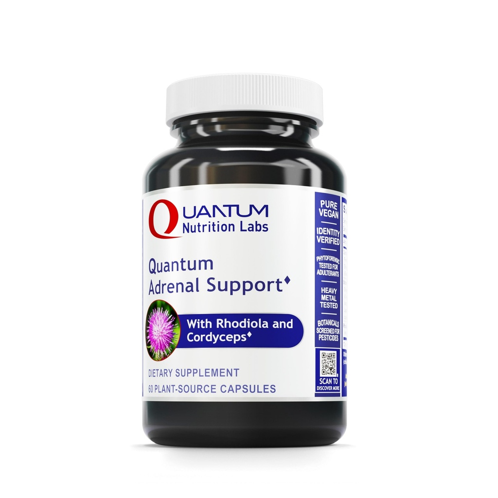量子营养实验室 量子肾上腺支持-肾上腺健康支持补充,支持Fatigue和促进平静,肾上腺素,Rhodiola Rosea,有机-60 Vegan Capsules