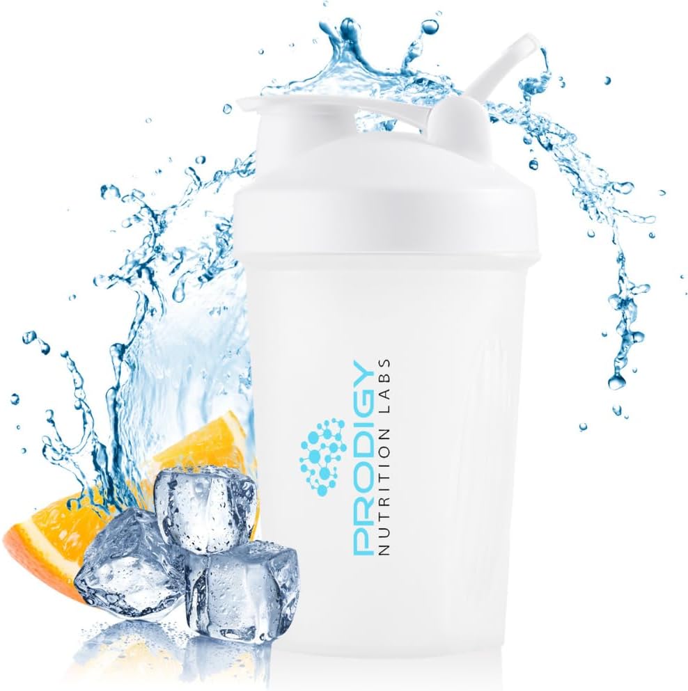 Prodigy营养实验室 Premium Shaker Bottle Perfect for protein Shakes and Pre Workout - 14 Ounce(白色) 蛋白质摇晃和前期工作的完美瓶子