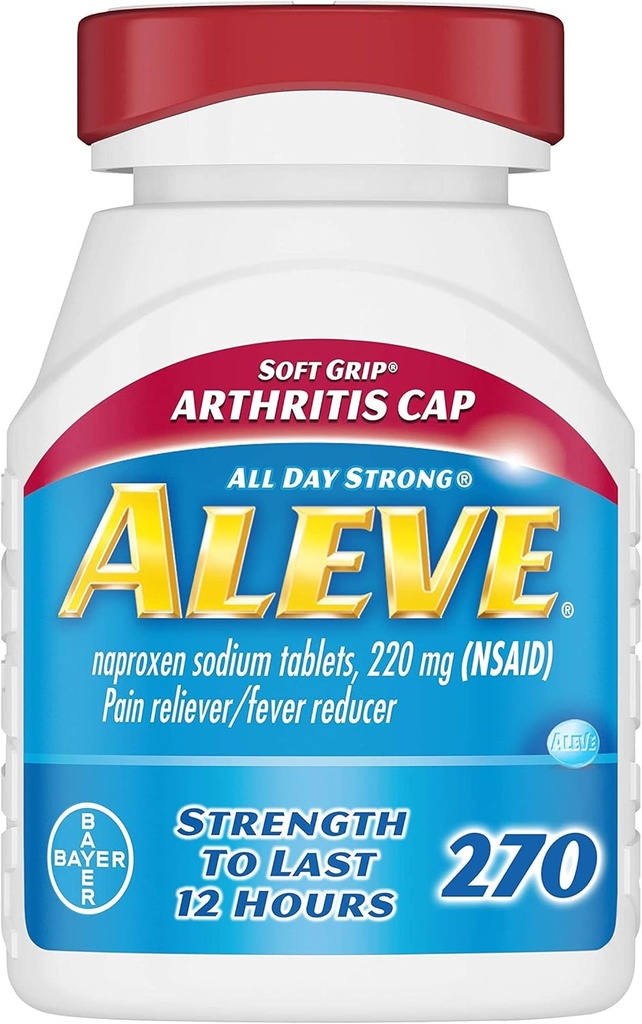Aleve Soft Grip 关节炎 Captlets, 快速动作 全天疼痛缓解头痛,肌肉痛, 和Fever Reduction, Naproxen Sodium Capsules, 220 mg, 270 counts