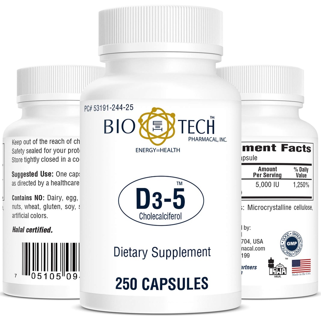 生物-技术药用维生素D3(D3 5k IU,250 Counter)