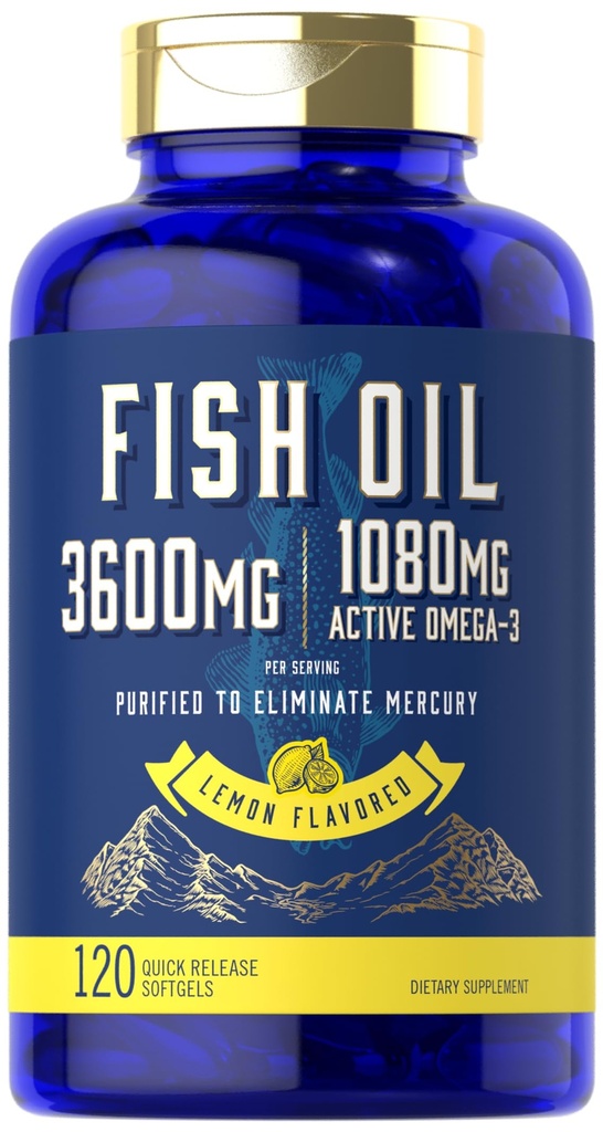 卡莱尔鱼油3600mg → 1080mg Omega 3 → 120 Counter → Non-GMO 和 Gluten 免费补充