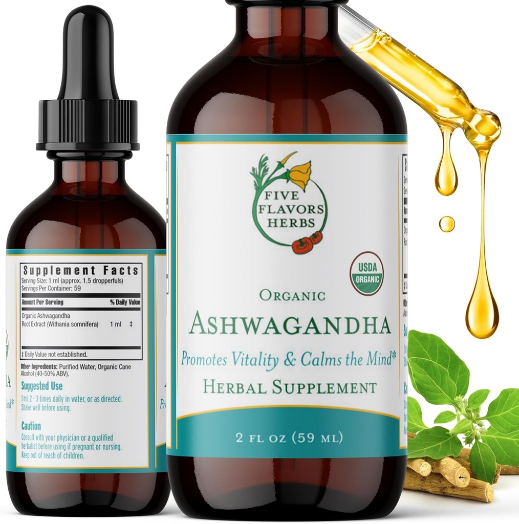 Ashwagandha Tincture - 促进生命力,使心灵平静,免疫支持,适应原体,柠檬浆,草药补充剂 - 2 Fl Oz