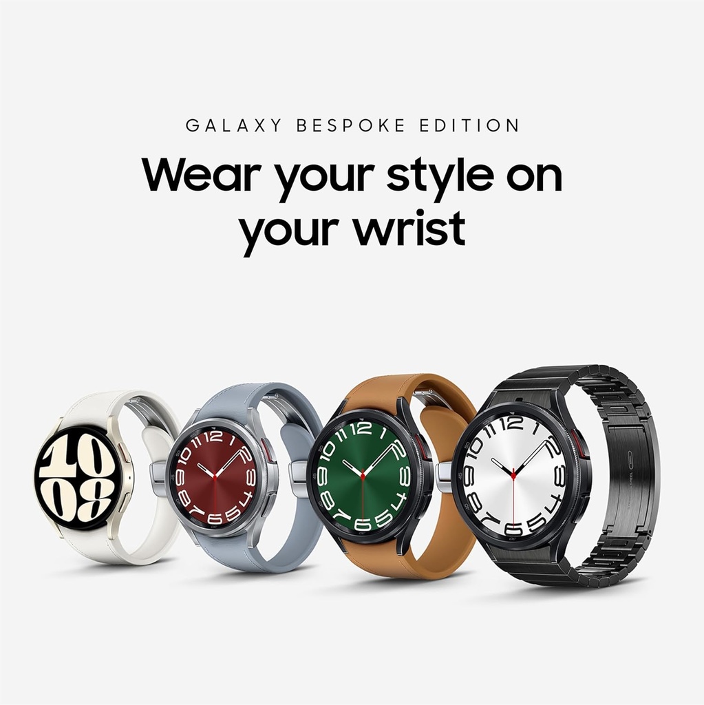 SAMSUNG Galaxy Watch 6 Be speak Edition 43mm 独家蓝牙智能手表 健康 健身 睡眠 HR追踪器 改进电池 蓝宝石水晶玻璃 美国版本 银D-巴克勒乐队 混合蓝