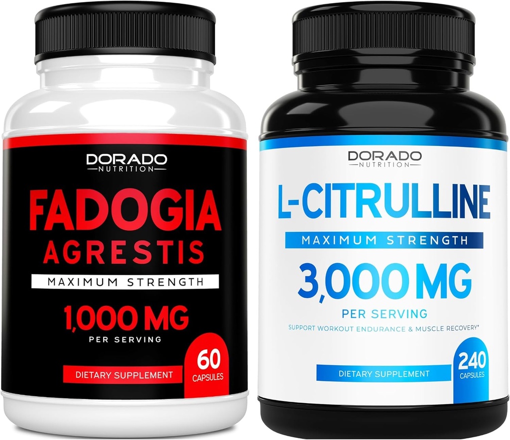 Fadogia Agrestis 提取( 60 个计数) 最大强度 - 运动性能和肌肉质量支持和L Citrulline( 240 个计数) L Arginine & Nitric Oxide 用于锻炼性能 - Vegan & USA Made