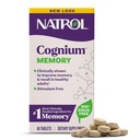 Natrol Cognium 记忆、成人脑健康补充、脑健康饮食补充和临床展示,改善健康成年人的记忆和召回,60平板,最多30天供应