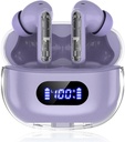 紫色无线耳机 P1 PRO, 耳机无线蓝牙耳机 带有清晰的调用Mics Ear Buds, 舒适的适配, IPX7 防水长电池生活, 30H游戏时间用于体育健身