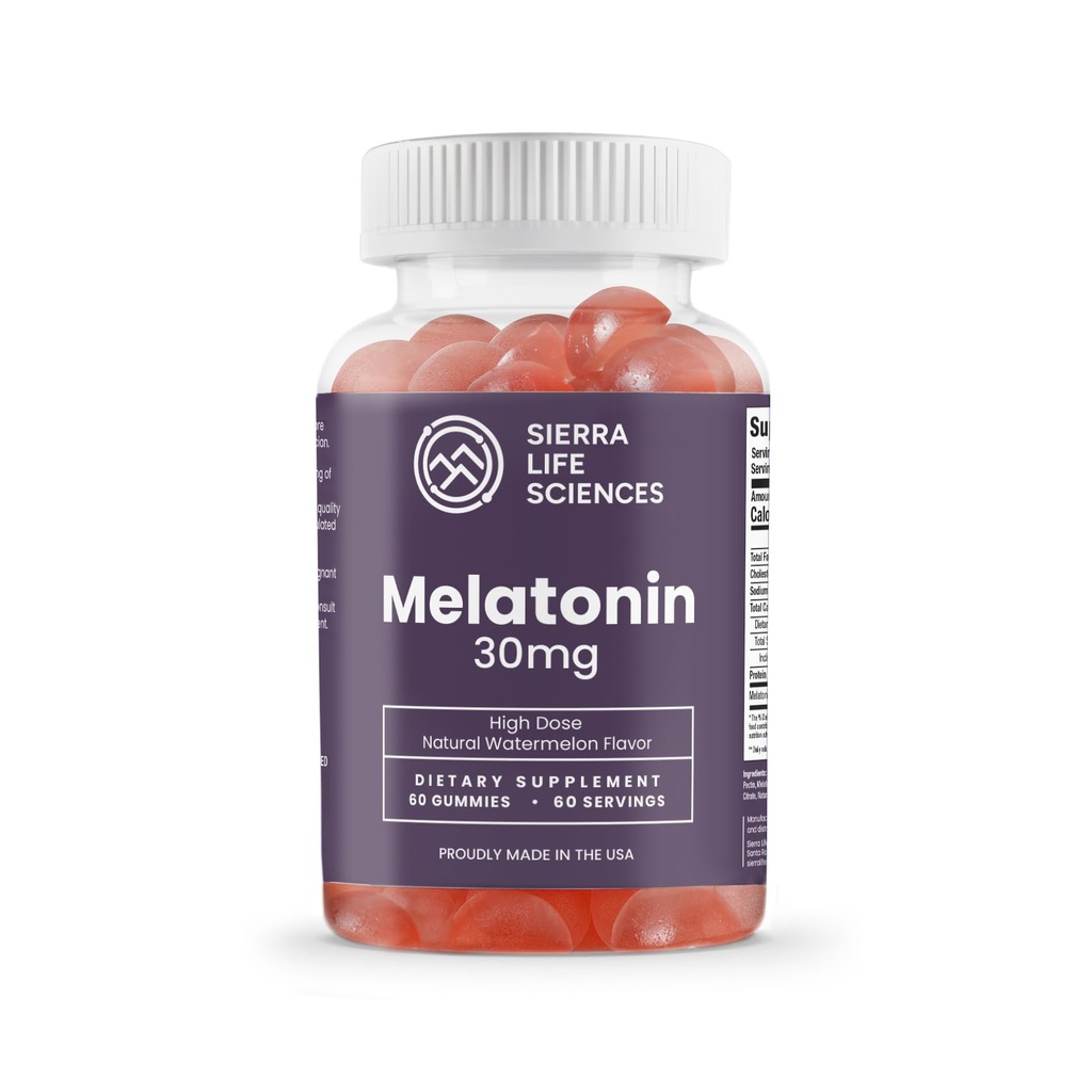 Melatonin Gummy – 成人高剂量睡眠支持 – 高级一日配方 由苹果研发的Gummys → Vegan, Non-GMO(30个计数)